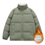 Men's Autumn And Winter Fleece-lined Thickening Stand Collar Thermal Cotton-padded Coat