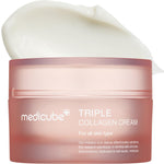 Medicube Triple Collagen Cream - Hydrating & Firming Moisturizer with Hyaluronic Acid Premium Elastin Shea Butter - Wrinkle Care & Boosts Elasticity - Korean Skincare 1.69 oz