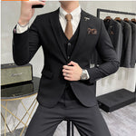 Plus Size Men's Clothing Solid Color Suit Suit Men's Three-piece Suit