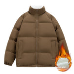 Men's Autumn And Winter Fleece-lined Thickening Stand Collar Thermal Cotton-padded Coat