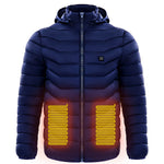 Men Heated Puffer Jacket Electric Heating Coat Insulated Hood Windbreaker