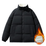 Men's Autumn And Winter Fleece-lined Thickening Stand Collar Thermal Cotton-padded Coat